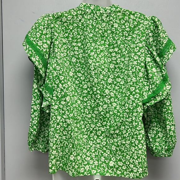 NWT Who What Wear High Keyhole Neck Floral Blouse Size Large - Picture 6 of 11